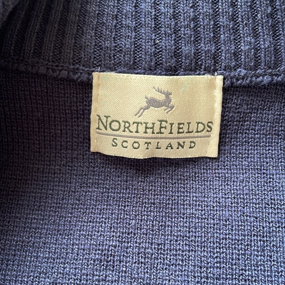 North Fields Scotland Zip Up Striped Sweater Navy Blue XL - Picture 5 of 7